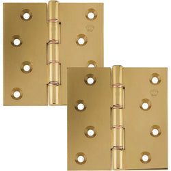Projection Hinge Double Phosphor Bronze Washered - 102x102x3mm - Polished Brass - tradefit