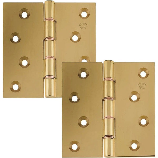 Projection Hinge Double Phosphor Bronze Washered - 102x102x3mm - Polished Brass - tradefit - Featured Image