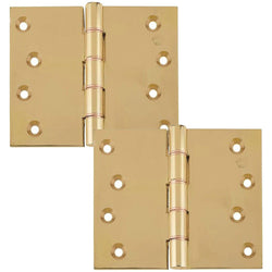 Projection Hinge Double Phosphor Bronze Washered - 102x125x4mm - Polished Brass - tradefit