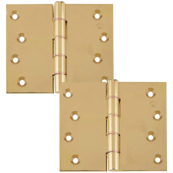 Projection Hinge Double Phosphor Bronze Washered - 102x125x4mm - Polished Brass - tradefit - Featured Image