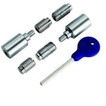 Locking Security Sash Window Stop Set - Pack of 2 with Key - Satin Chrome - tradefit - 1