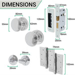 Victorian Polished Chrome Mortice Door Knob Kit - 80mm Bathroom Lock - 102mm Hinges - tradefit - 4