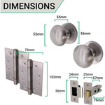 Victorian Satin Chrome Mortice Door Knob Kit - 76mm Latch - 102mm Hinges - tradefit - 4