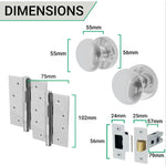 Victorian Polished Chrome Mortice Door Knob Kit - 76mm Latch - 102mm Hinges - tradefit - 4