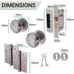 Victorian Satin Chrome Mortice Door Knob Kit - 80mm Sashlock - 102mm Hinges - tradefit - 4