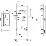 Euro Profile Mortice Nightlatch DIN Standard - 60mm Backset / 90mm Case - Satin Stainless Steel - tradefit - 2