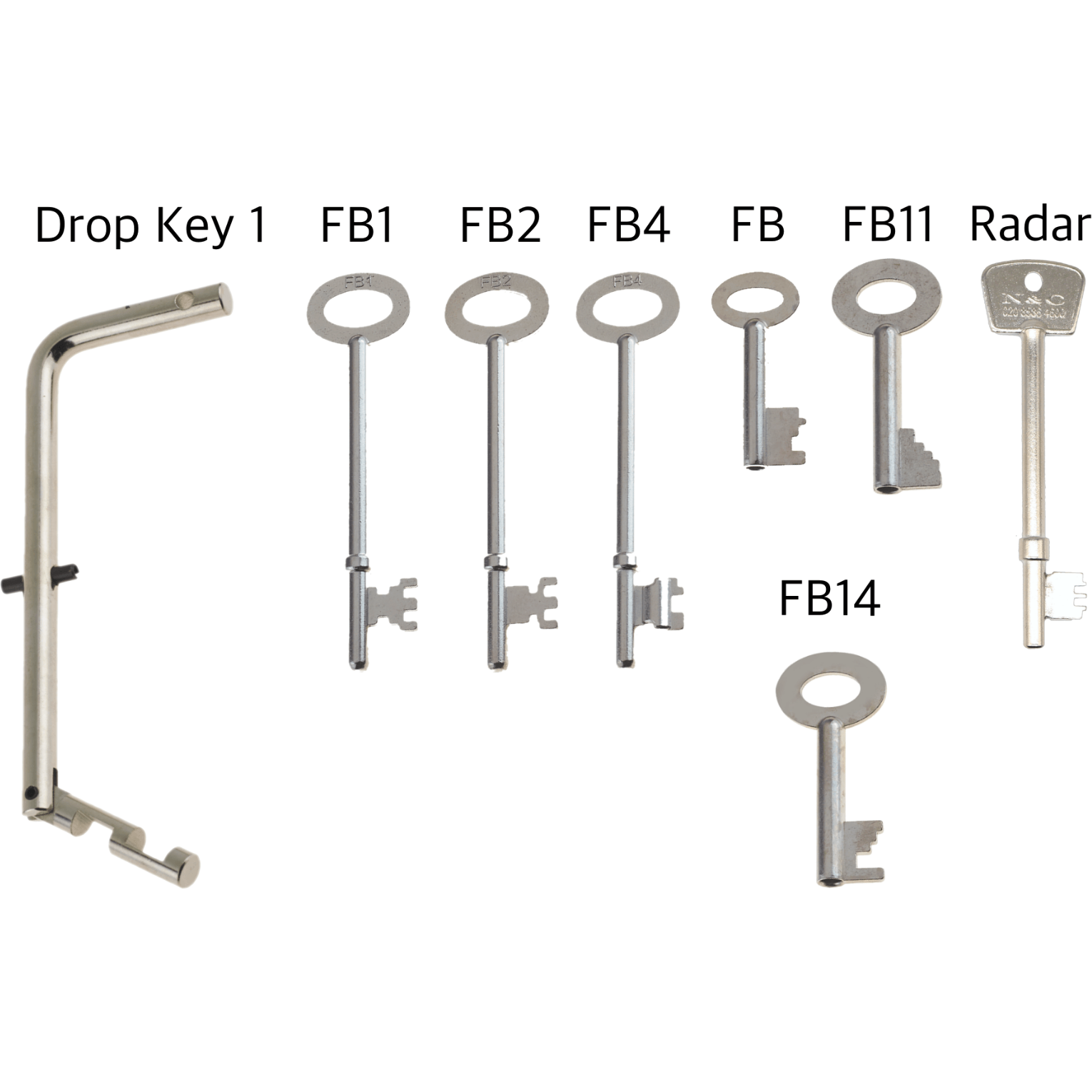 FB Original Fireman Master Key Set 7 keys + Drop Key + 1 RADAR