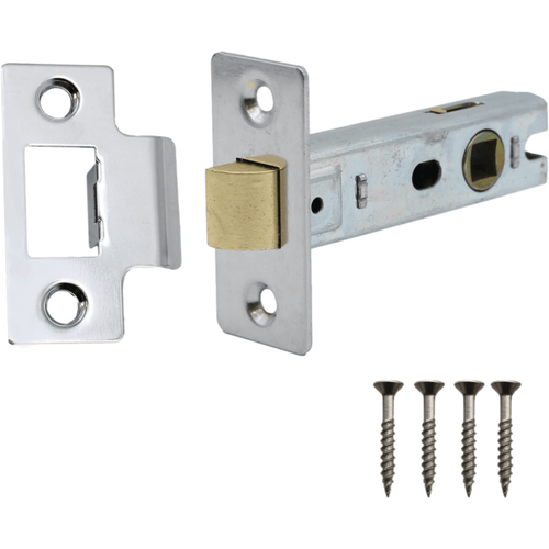 2.5 inch/64mm Economy Tubular Latch - 44m Backset - Chrome - tradefit