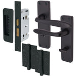 Sassari Matt Black Lever Door Handle Pack - 64mm Bathroom Lock - tradefit - 1