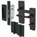 Sassari Matt Black Lever Door Handle Pack - 80mm Bathroom Lock