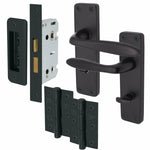 Sassari Matt Black Lever Door Handle Pack - 80mm Bathroom Lock - tradefit - 1