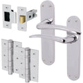 Chrome Lever on Backplate Latch Kit / Pack Zeno Design - 66mm Latch - 76mm Hinges - Polished Chrome