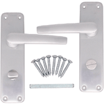 Aluminium Lever Door Handle Bathroom Set - 153 x 40mm - Satin Aluminium - tradefit - 1