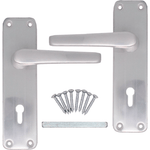 Aluminium Lever Door Handle Lock Set - 153 x 40mm - Satin Aluminium - tradefit - 1