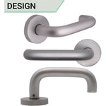 Return To Door Lever on Rose Handle & Latch Kit – Satin Aluminium - 66mm Latch - tradefit - 5