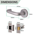 Return To Door Lever on Rose Handle & Latch Kit – Satin Aluminium - 76mm Latch - tradefit - 3