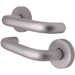 Return To Door Lever on Rose Door Handles - 19 x 52mm - Satin Aluminium - tradefit - 2