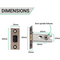 2.5 inch/64mm Tubular Bathroom Deadbolt - 44mm Backset - Antique Brass - tradefit