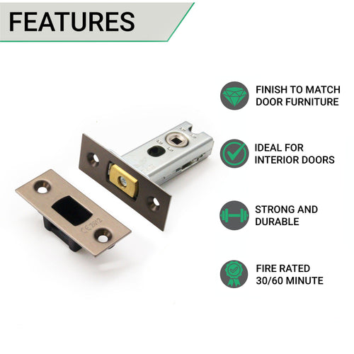 2.5 inch/64mm Tubular Bathroom Deadbolt - 44mm Backset - Antique Brass - tradefit