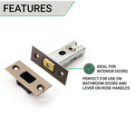 4 inch/101mm Tubular Bathroom Deadbolt - 82mm Backset - Antique Brass - tradefit - 3