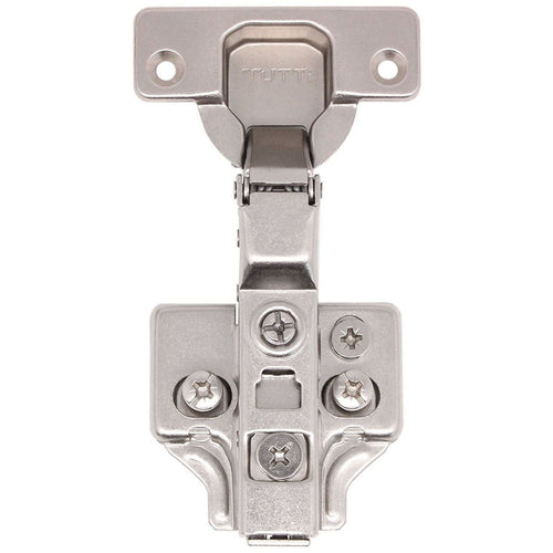 35mm Clip On Sprung Soft Close Kitchen Cabinet Hinge - HALF OVERLAY 110 Deg c/w Euro Screw on Plate - tradefit