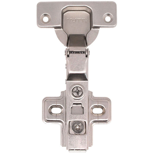 35mm Clip On Sprung Soft Close Kitchen Cabinet Hinge - HALF OVERLAY 110 Deg c/w Screw on Plate - tradefit