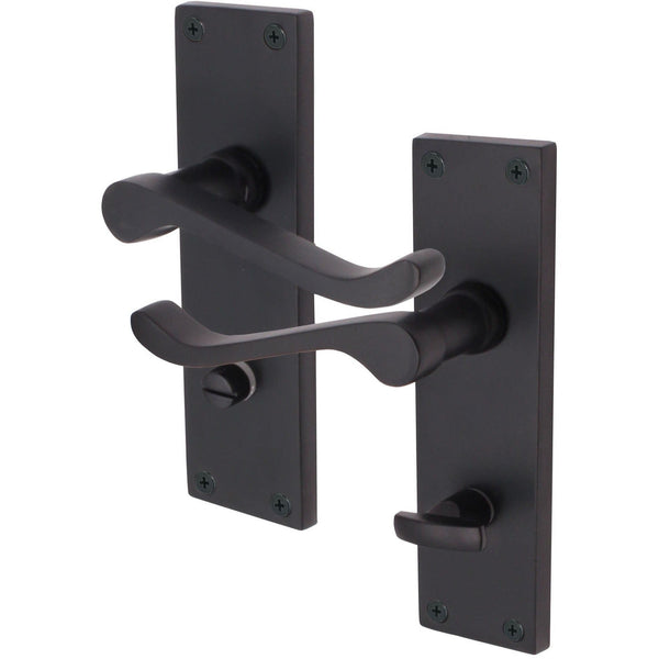 Victorian Scroll Black Lever Door Handles - Bathroom - tradefit