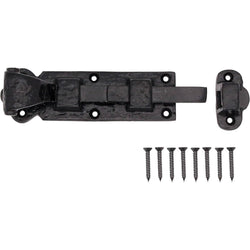 Black Iron Bolt Straight Antique Wrought Cast Tudor Style - 150mm / 6 inch - Black - tradefit