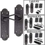 Black Antique Iron Door Handles Lever Latch Pack Kit - 170x50mm - tradefit - 11