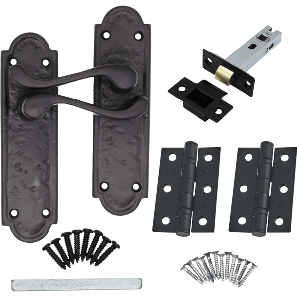 Black Antique Iron Door Handles Lever Latch Pack Kit - 170x50mm - tradefit - Featured Image