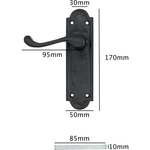 Black Antique Iron Door Handles Lever Latch Pack Kit - 170x50mm - tradefit - 2