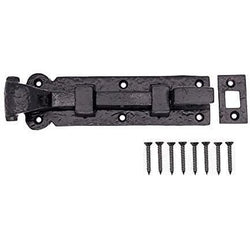 Black Iron Bolt Necked Cranked Antique Wrought Cast Tudor Style - 152mm - Black - tradefit