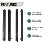Trickle Window Slot Vent Set Inside & Out - 415mm - 4191mm²EA - Black - Pack of 50 - tradefit - 3