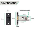 2.5 inch/64mm Bathroom Tubular Deadbolt Set - 44mm Backset - Antique Black - tradefit
