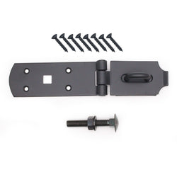 Heavy Secure Bolt On Hasp & Staple - 10 inch - Black - tradefit
