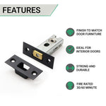 2.5 inch/64mm Tubular Bathroom Deadbolt - 44mm Backset - Matt Black - tradefit - 2