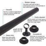 Wardrobe Rail Kit - Black - 25mm Tube - 1219mm Rail with 2x End Sockets & 1x Centre Brackets - 25 x 1219 mm - tradefit - 2