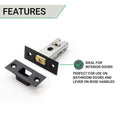 2.5 inch/64mm Tubular Bathroom Deadbolt - 44mm Backset - Matt Black - tradefit