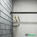 Wardrobe Rail Kit - Black - 25mm Tube - 1219mm Rail with 2x End Sockets & 1x Centre Brackets - 25 x 1219 mm - tradefit - 6