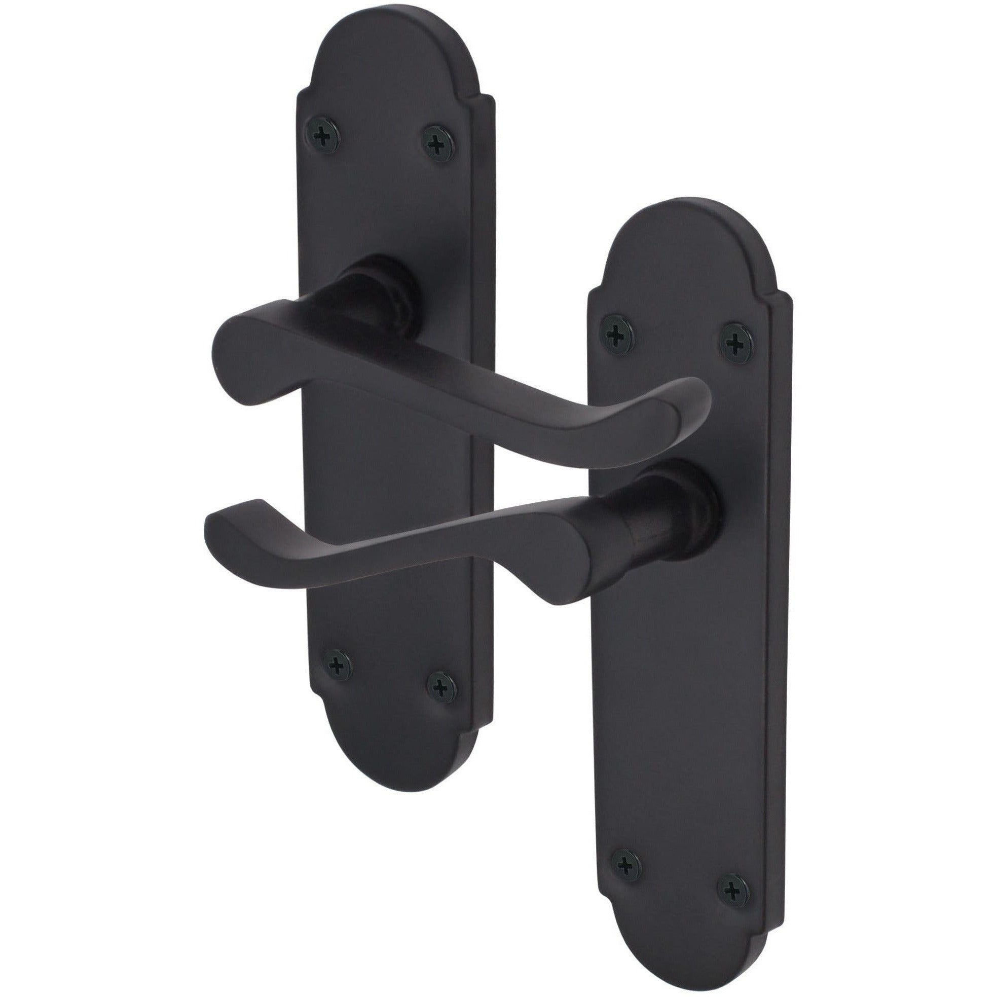 Victorian Rectory Matt Black Door Handles - Latch - Tradefit