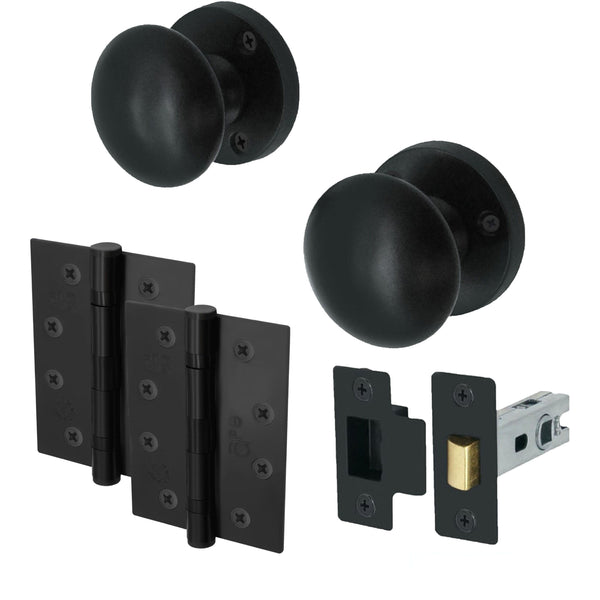Victorian Black Mortice Door Knob Kit - 76mm Latch - 102mm Hinges - tradefit - Featured Image