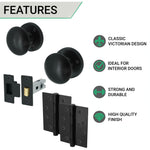 Victorian Black Mortice Door Knob Kit - 76mm Latch - 102mm Hinges - tradefit - 2