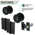 Victorian Black Mortice Door Knob Kit - 76mm Latch - 102mm Hinges - tradefit - 3