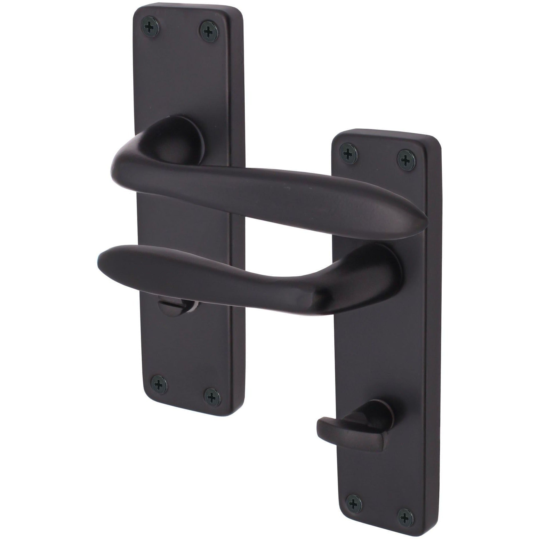 Sassari Matt Black Lever on Backplate Door Handle Bathroom tradefit