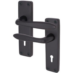 Sassari Matt Black Lever Lock Door Handles - Keyhole - tradefit