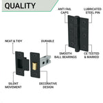 Curly Black Antique Lever on Backplate Latch Kit / Pack - 64mm Latch - 76mm Hinges - Black - tradefit - 5