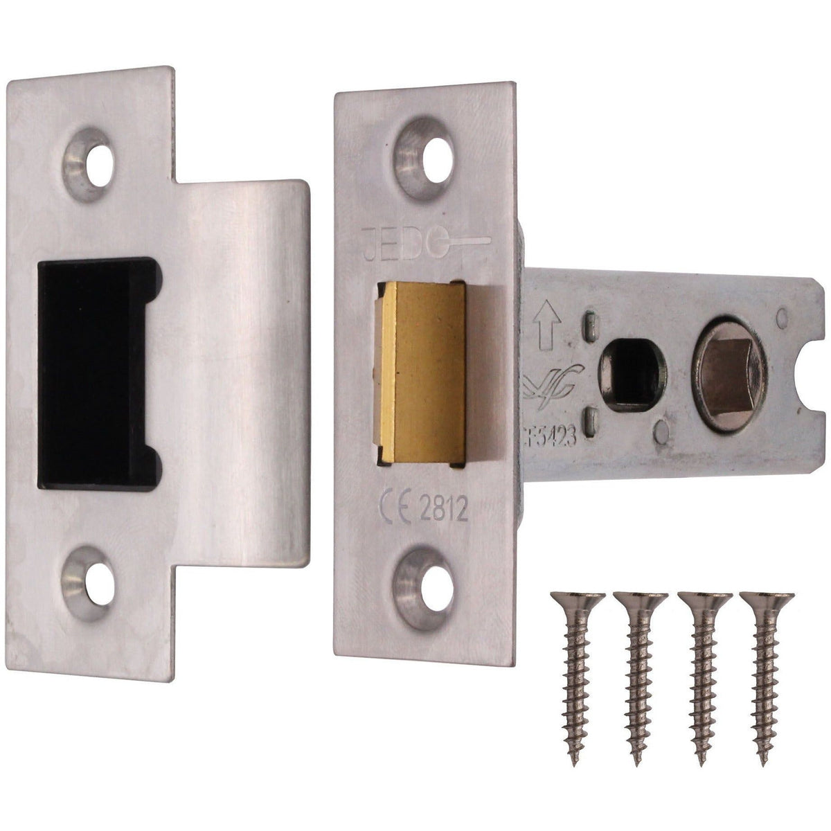 2.5 inch/64mm Tubular Latch Fire Rated Bolt Through - 44mm Backset - Satin Stainless Steel - tradefit