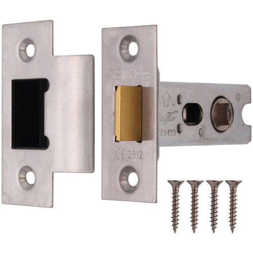 2.5 inch/64mm Tubular Latch Fire Rated Bolt Through - 44mm Backset - Satin Stainless Steel - tradefit