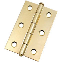 Steel Butt Hinges 1840 Loose Pin Pattern - 76x51x1.5mm - Brass Plated - Pair - EXCLUDING Screws - tradefit