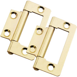 Steel Flush Cabinet Hinges - 50mm - Brass Plated - Pair - EXCLUDING Screws - tradefit